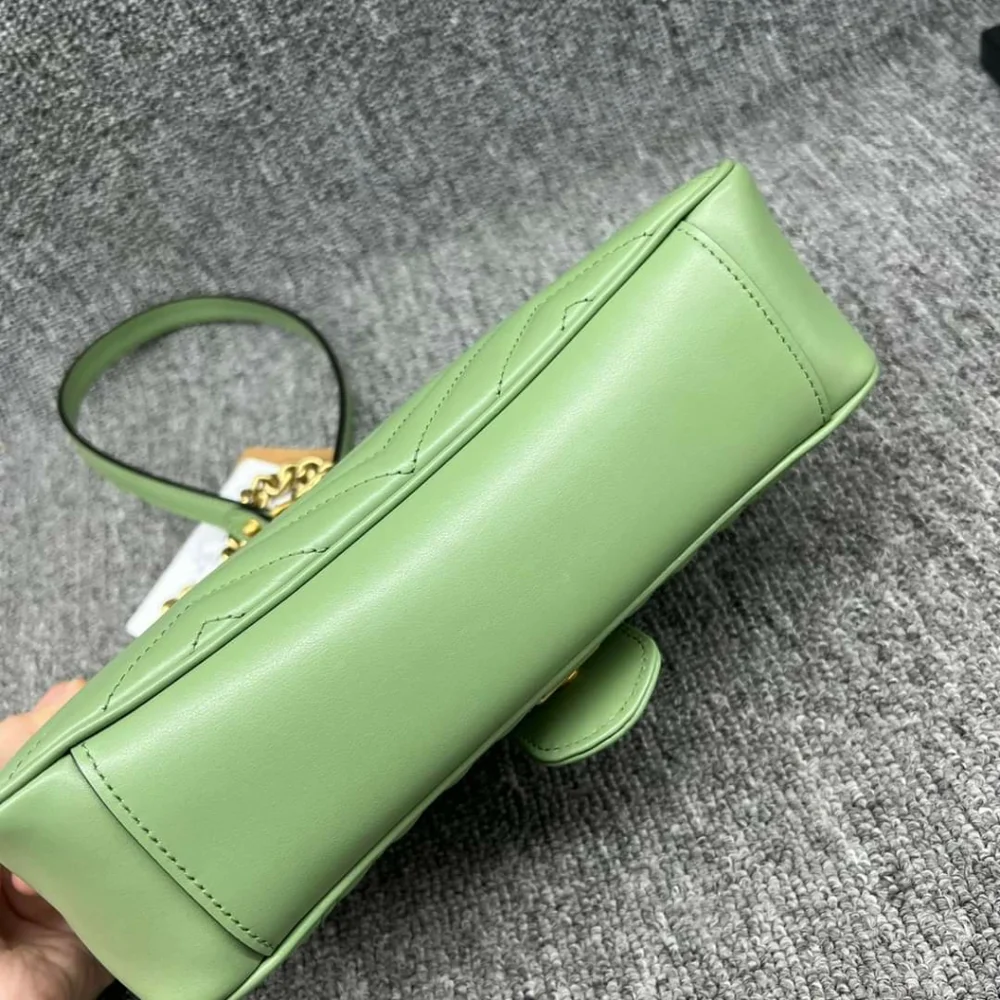 100% Authentic GUCCI GG Marmont Green Small Leather Shoulder Bag - Picture 9 of 16